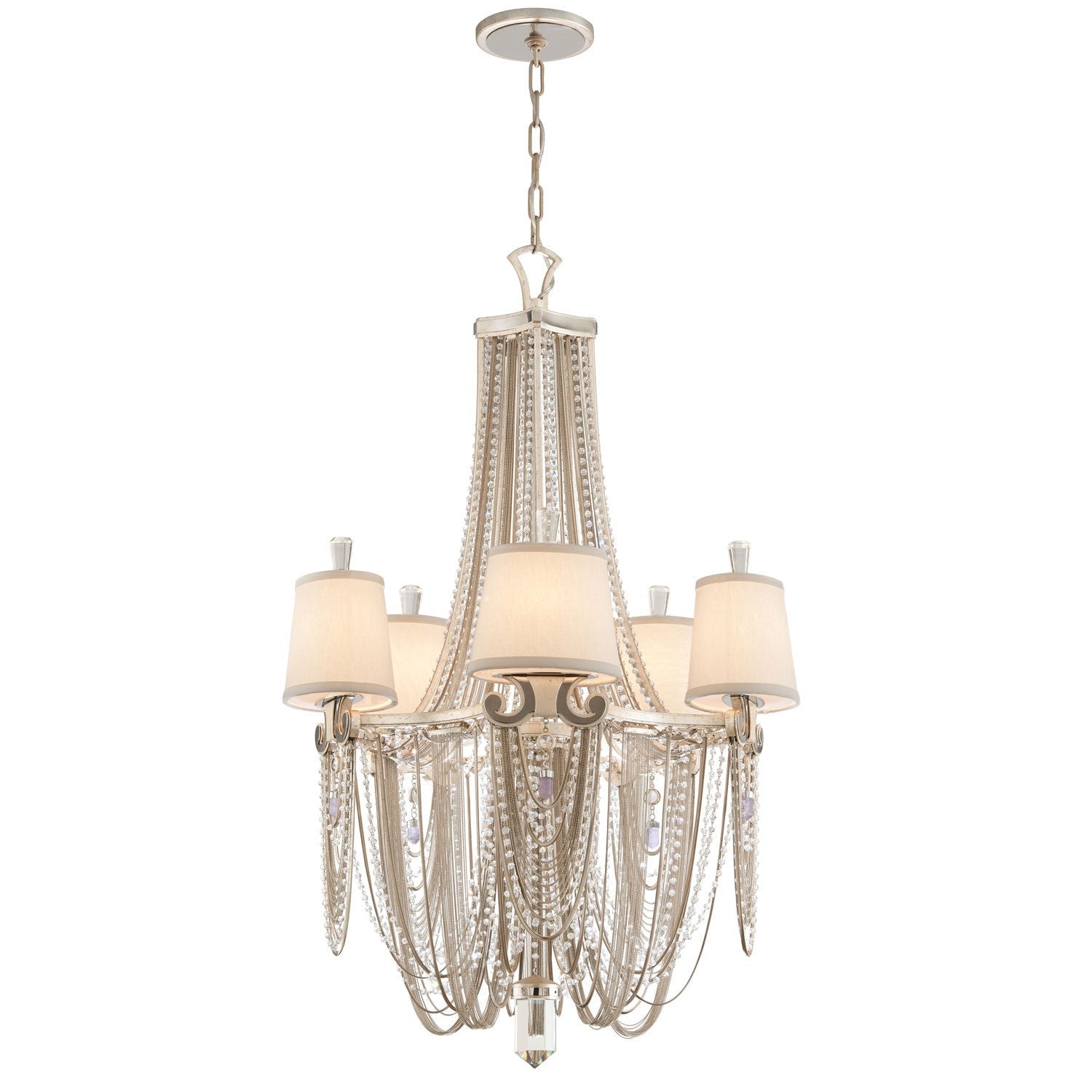 Silver Leaf with Polished Stainless Accents Chandelier