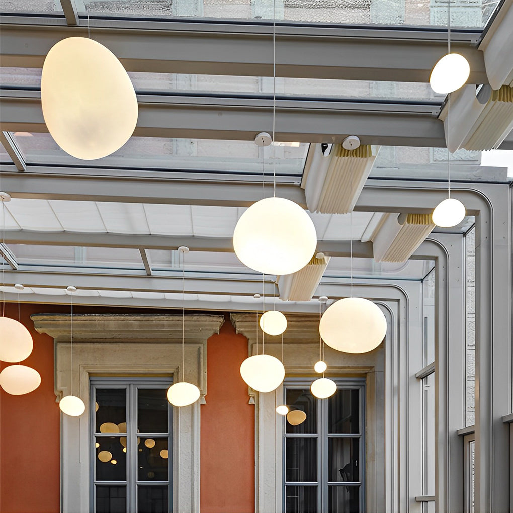 Glass Round Ball LED White Chandelier