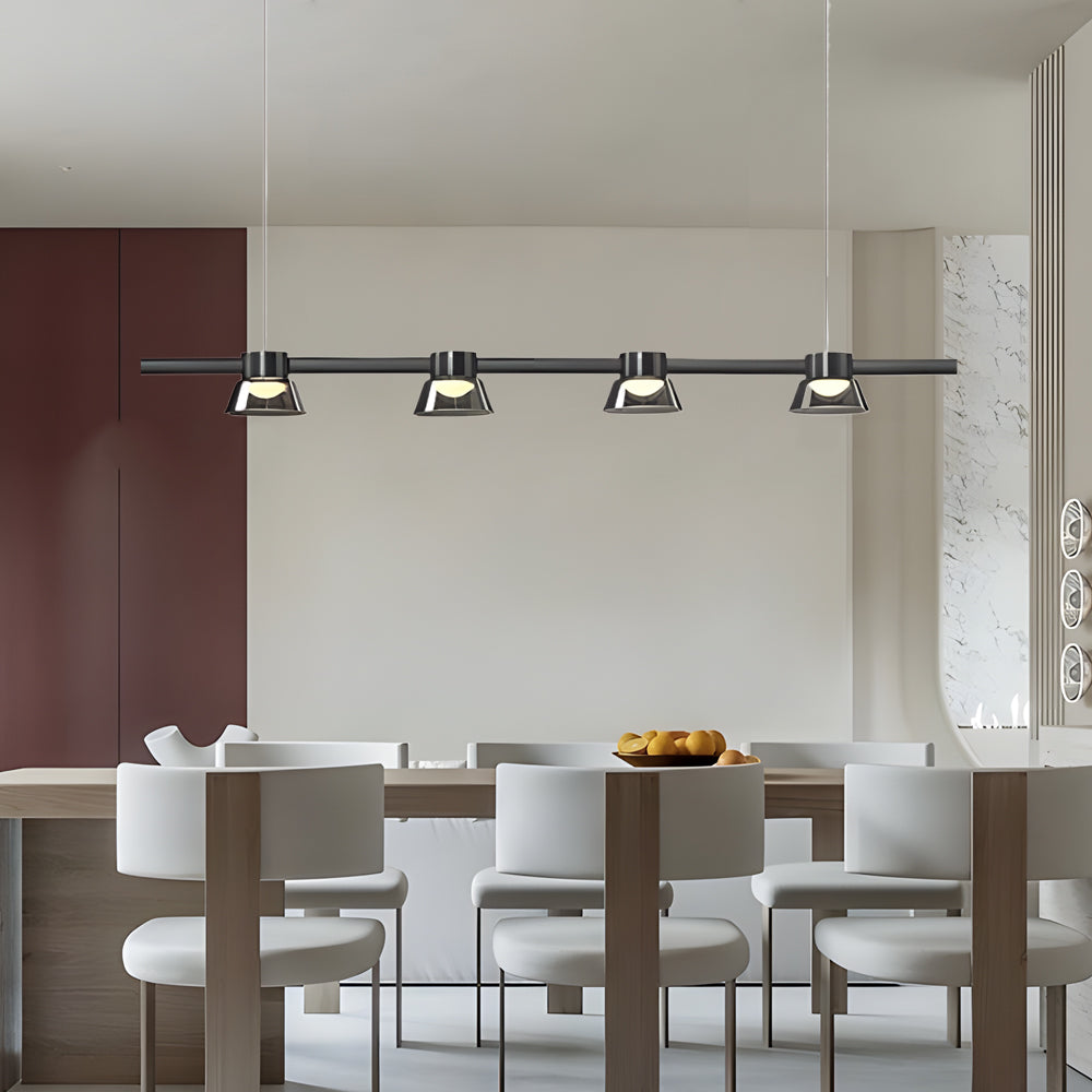 Ring LED with Smoke Gray Glass Chandelier