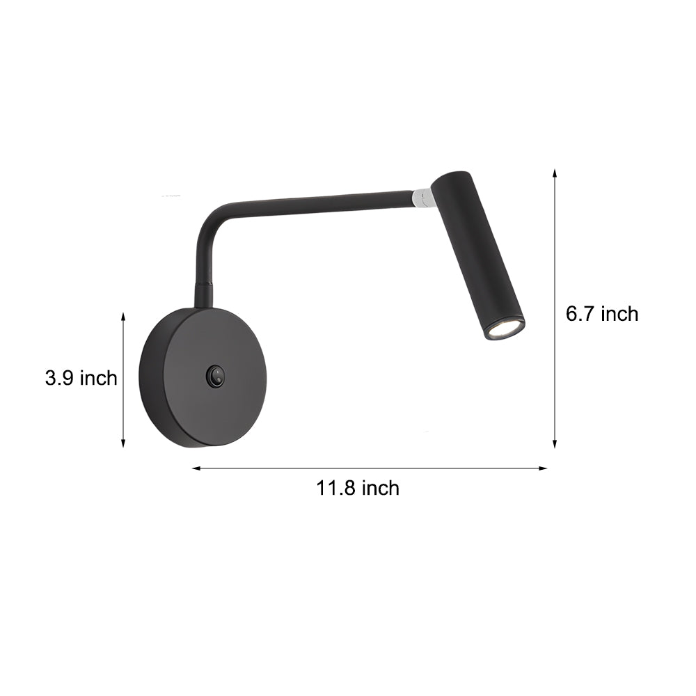 Black/White Tube LED Pivot Arm Wall Light, detail angle 11, Tianguang Select