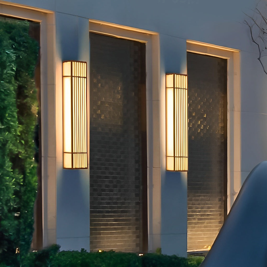 Retro Vertical Stripe Grid LED Waterproof Brown Exterior Wall Light, Outdoor Wall Light, detail 8