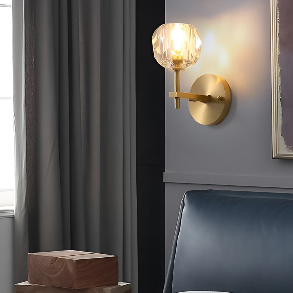 Ball-shaped LED Crystal Gold Postmodern Plug in Sconce Lighting Wall Light - 18" Copper, Plug-In Wall Sconce, detail 8