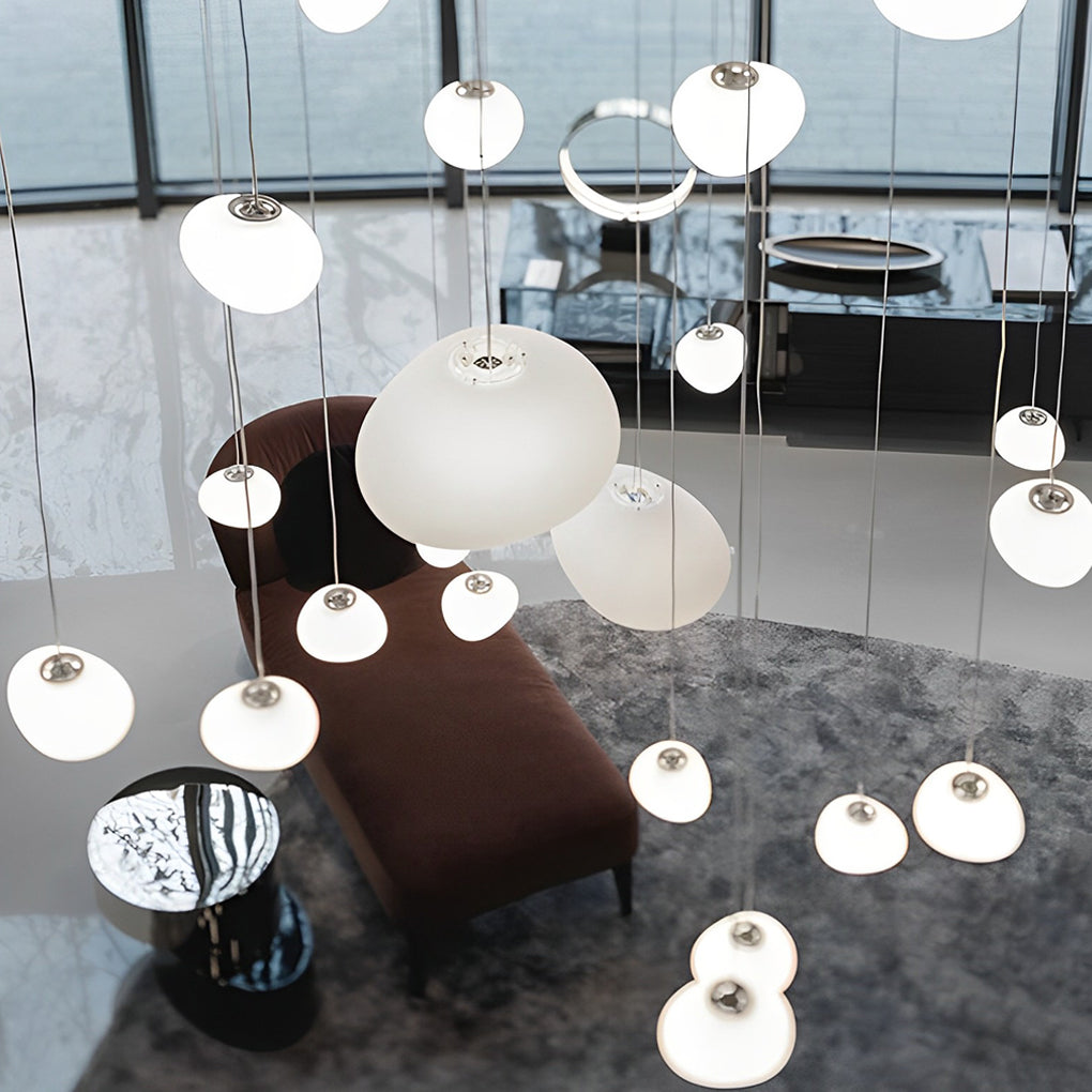 Glass Round Ball LED White Chandelier