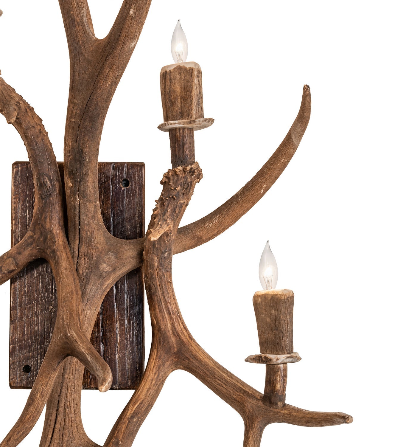 Antlers Elk and Mule Deer 5-Light 36.00" Naturally Shed/Stained Wall Sconce detail view 3