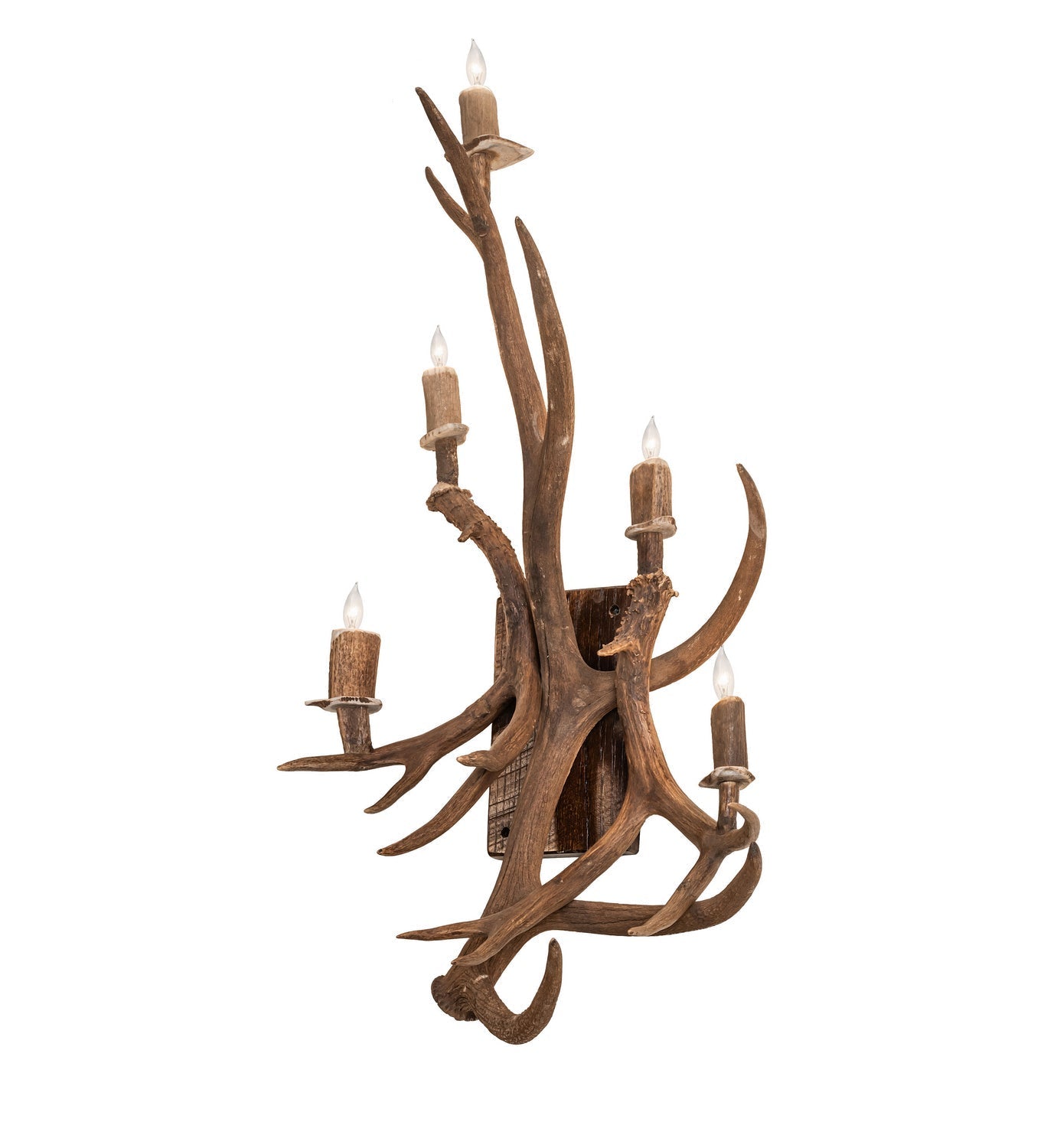 Antlers Elk and Mule Deer 5-Light 36.00" Naturally Shed/Stained Wall Sconce front view