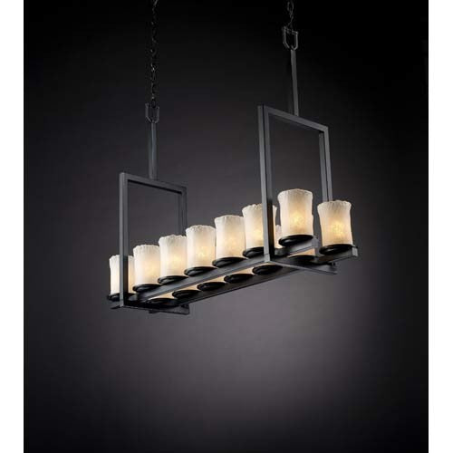 Crystal Black and Whitewash Fourteen-Light Chandelier