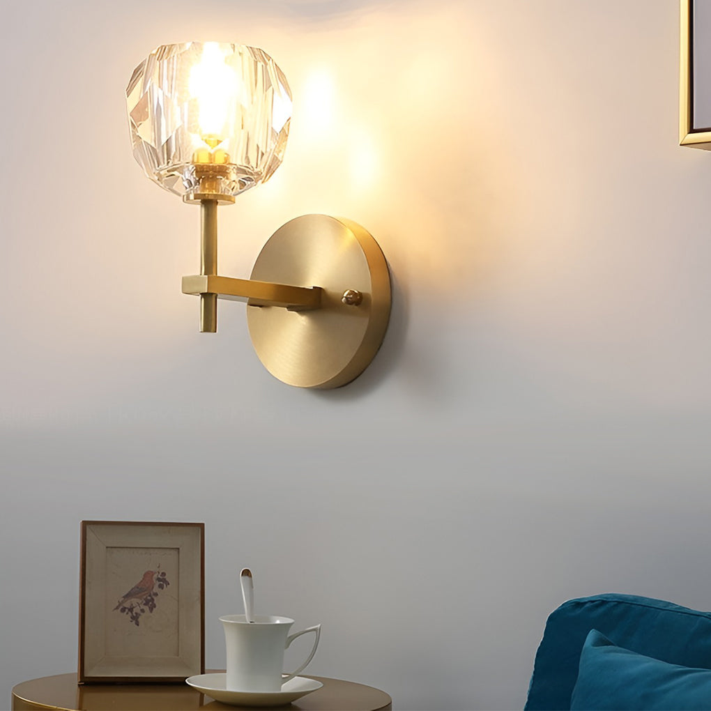 Ball-shaped LED Crystal Gold Postmodern Plug in Sconce Lighting Wall Light - Wall Lamp, Plug-In Wall Sconce, Copper, 18"