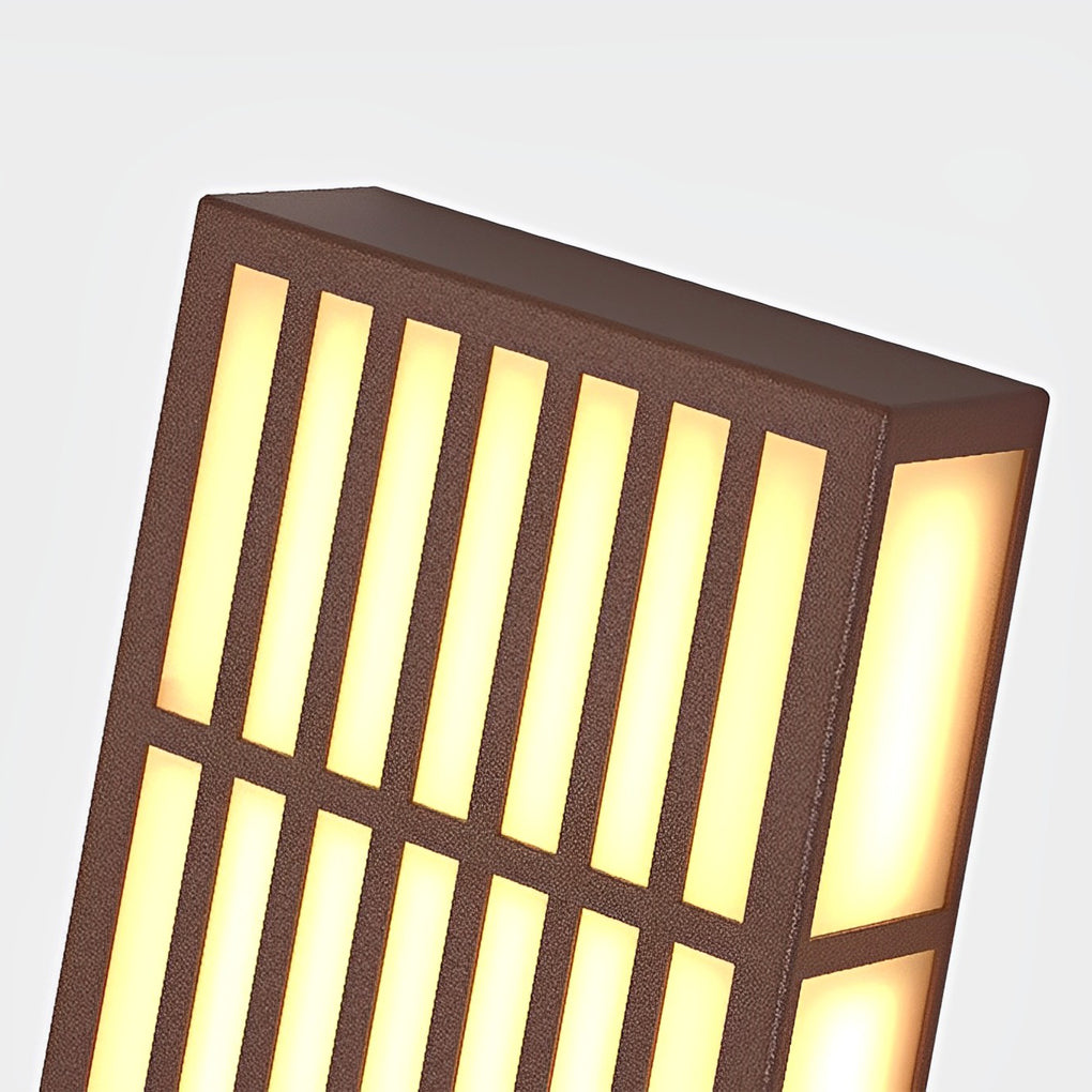Retro Vertical Stripe Grid LED Waterproof Brown Exterior Wall Light, Outdoor Wall Light, detail 10