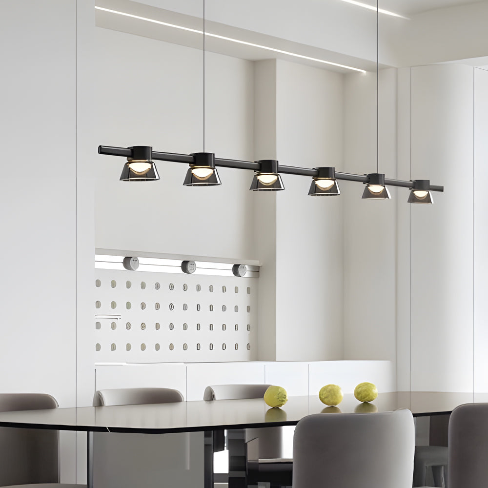 Ring LED with Smoke Gray Glass Chandelier