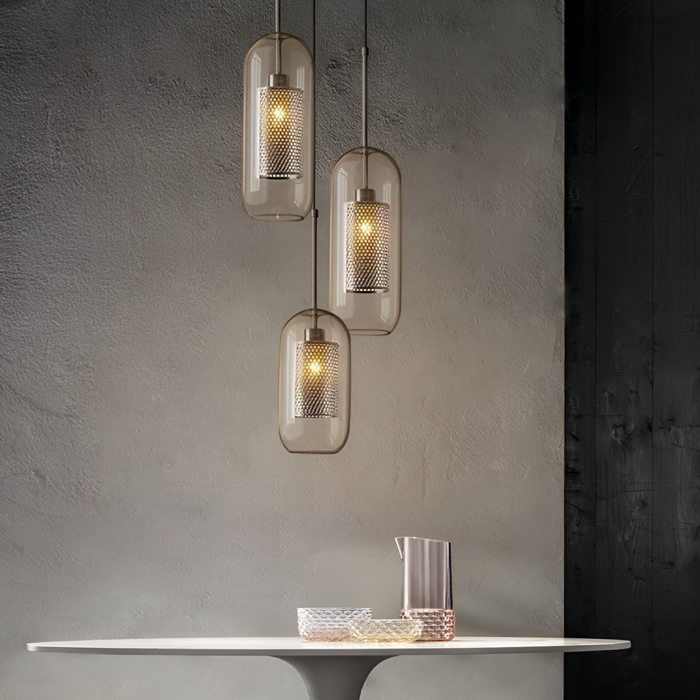 Minimalist Round Glass LED Industrial Light Chandelier