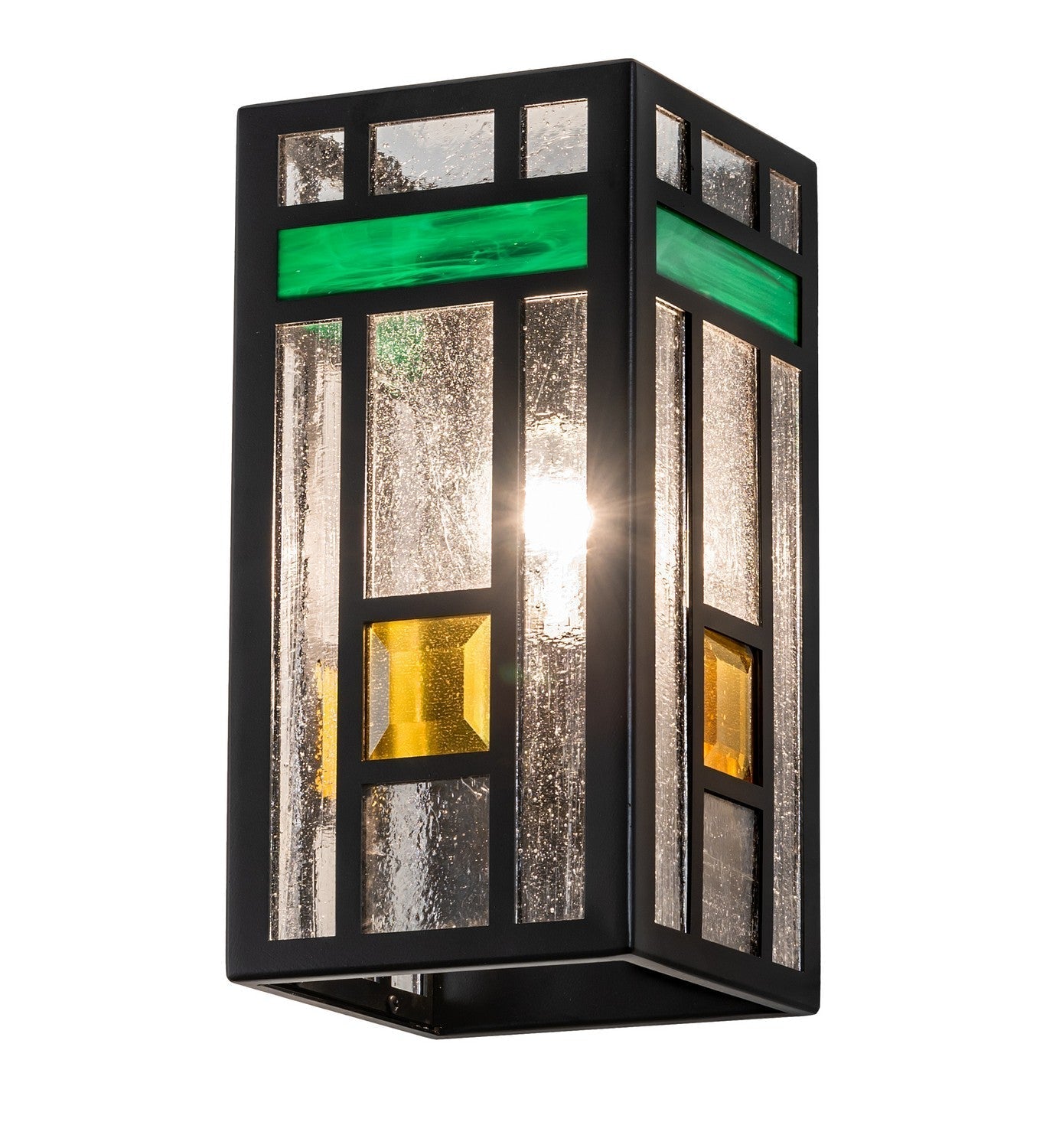 1-Light 12.00" Solar & Matte Black LED Wall Sconce front view