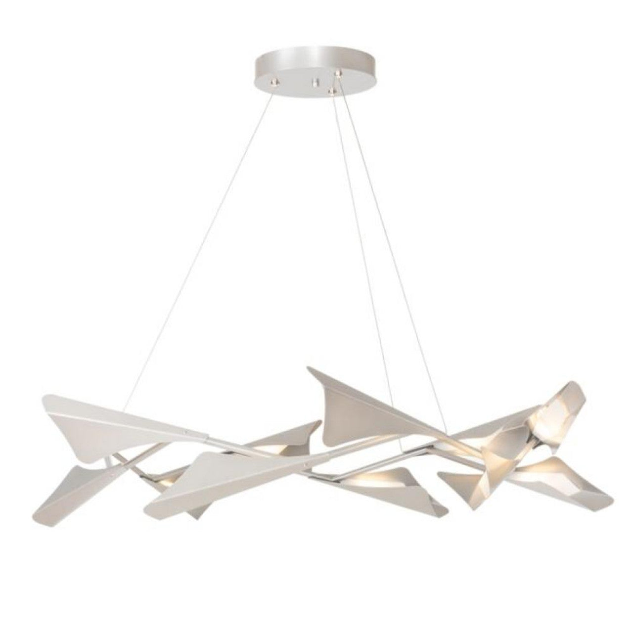 Plume Pendant, 1-Light, Standard Height, LED, Black Frame & Canopy, Sterling Plume, 37.6"W (135007-LED-STND-10-85 5D3TCR)