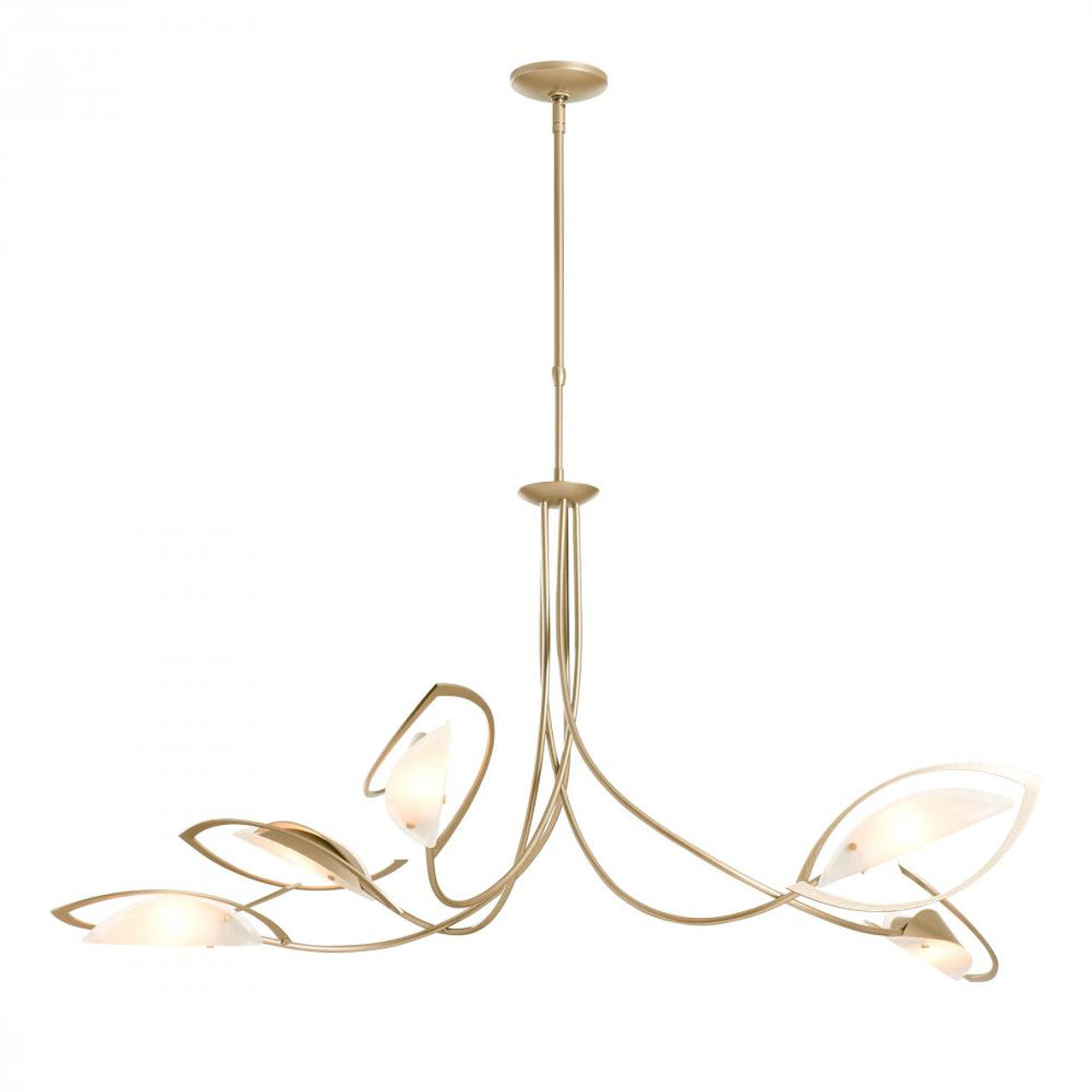 Aerial Pendant, 5-light, Long Height, Natural Iron, Frosted Glass, 47.5"W (137865-SKT-LONG-20-FD0626 4RY9H1)