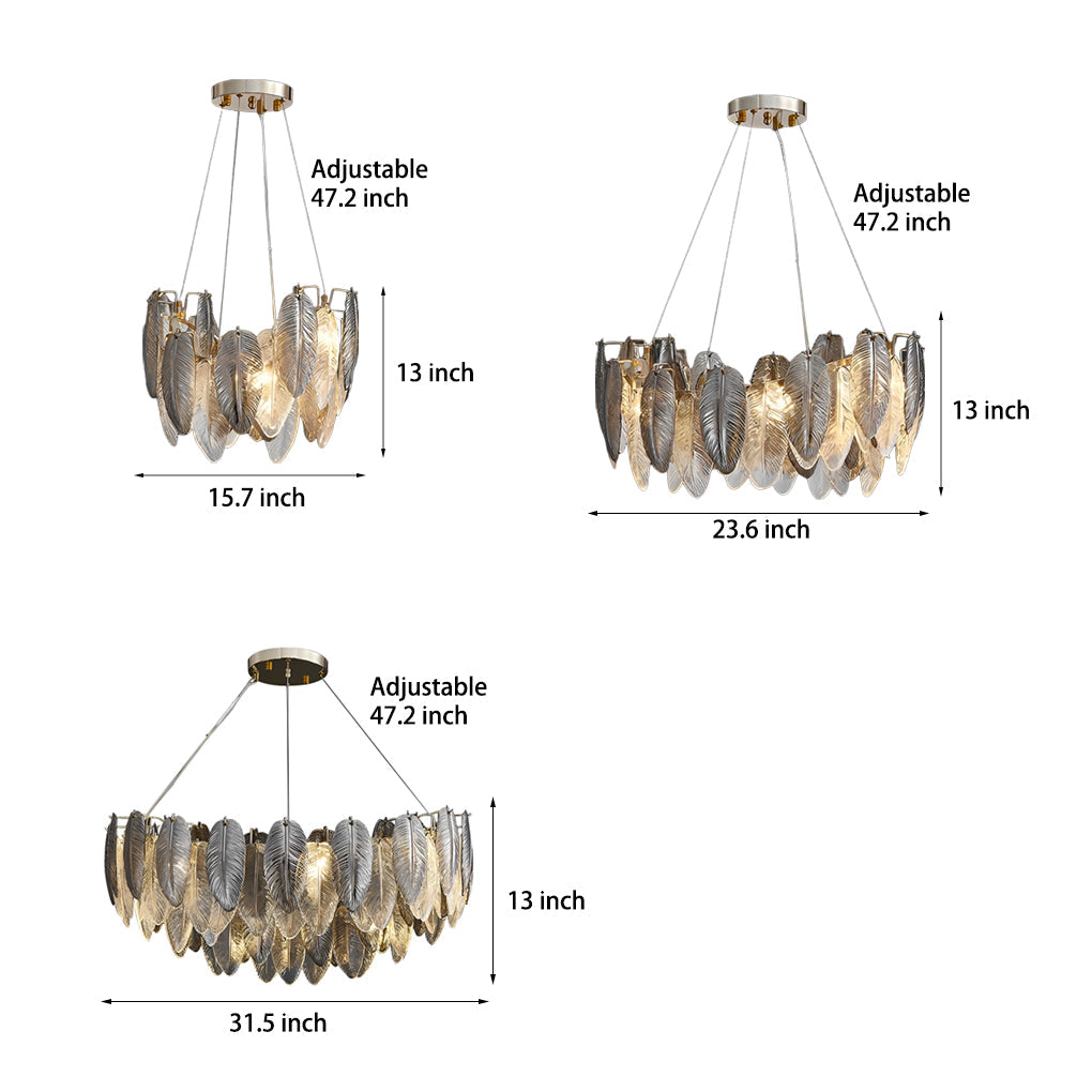 Romantic Feathers Glass Three Step Dimming Chandelier