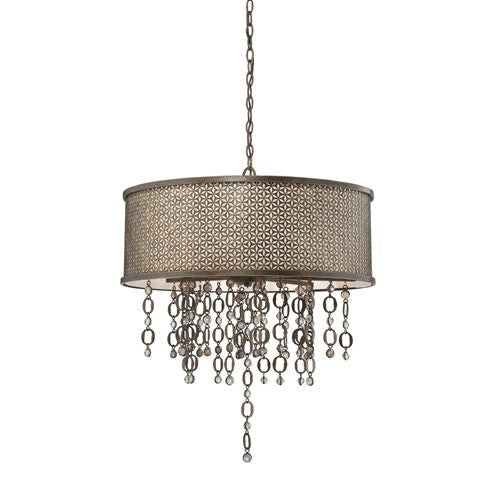Ajourer French Bronze with Jeweled Pendant Light