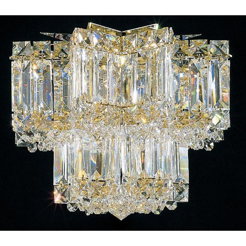Gold Five-Light Clear Gemcut Flush Mount