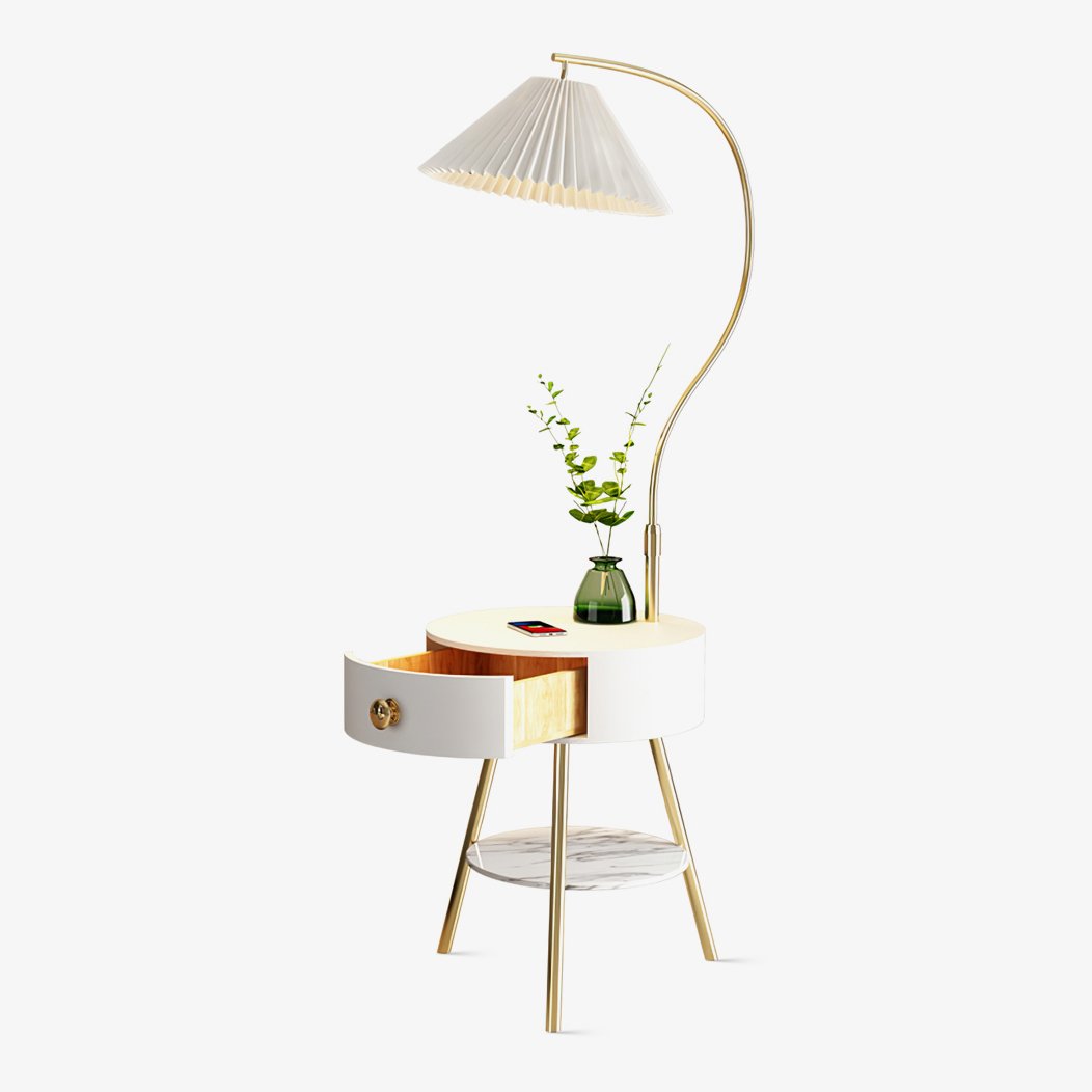 Pleated Nightstand Floor Light Floor Lamp