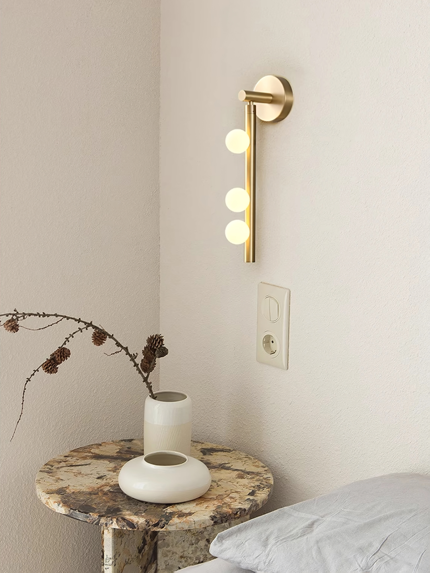 Brass Glass Tube Wall Light - 7 Heads A Φ 4.7 x H 39.4 Brass, Hardwired Wall Sconce, detail 7