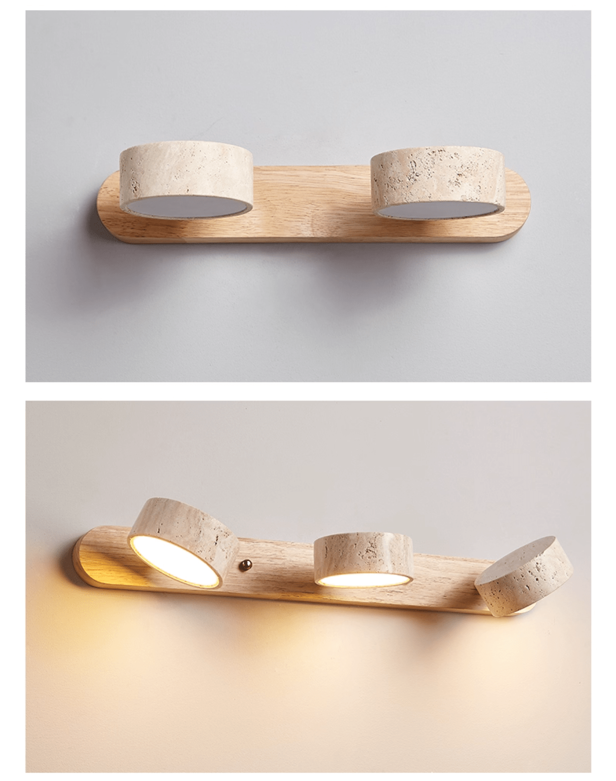 Travertine Duo Rechargeable Wall Light Vanity Light
