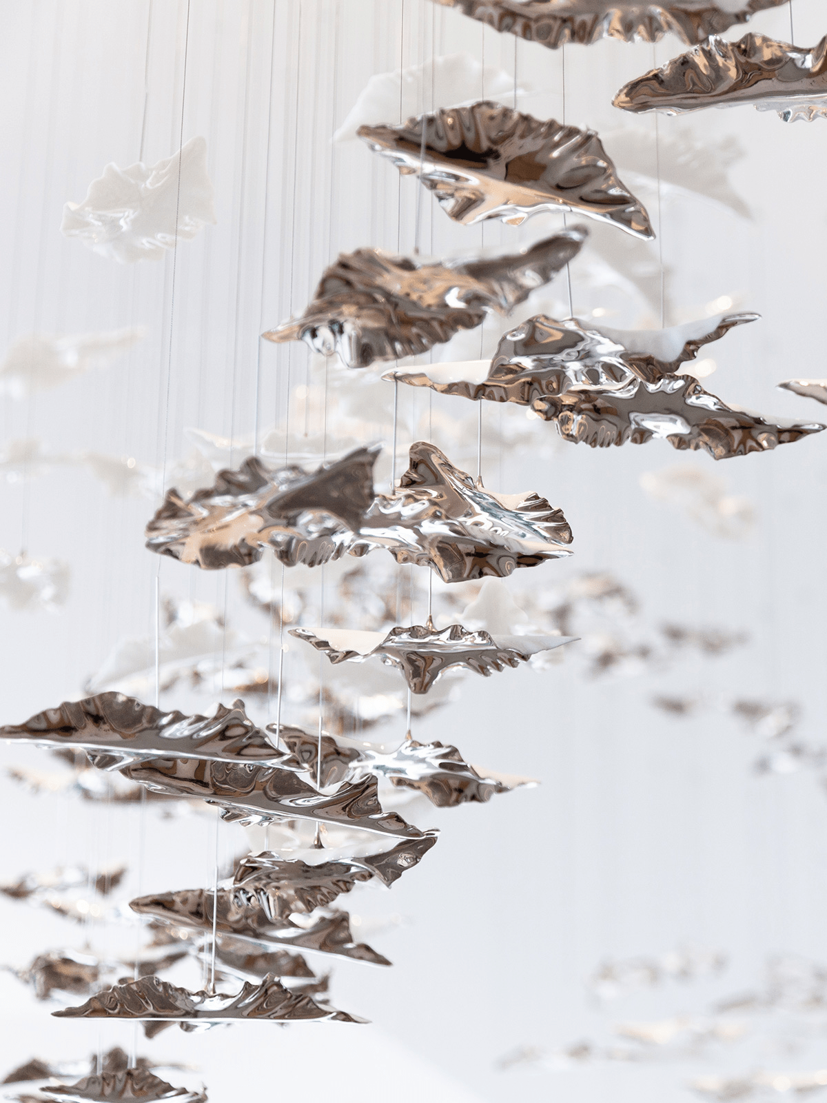 Leaf Twisted Sculptural Customizable Chandelier