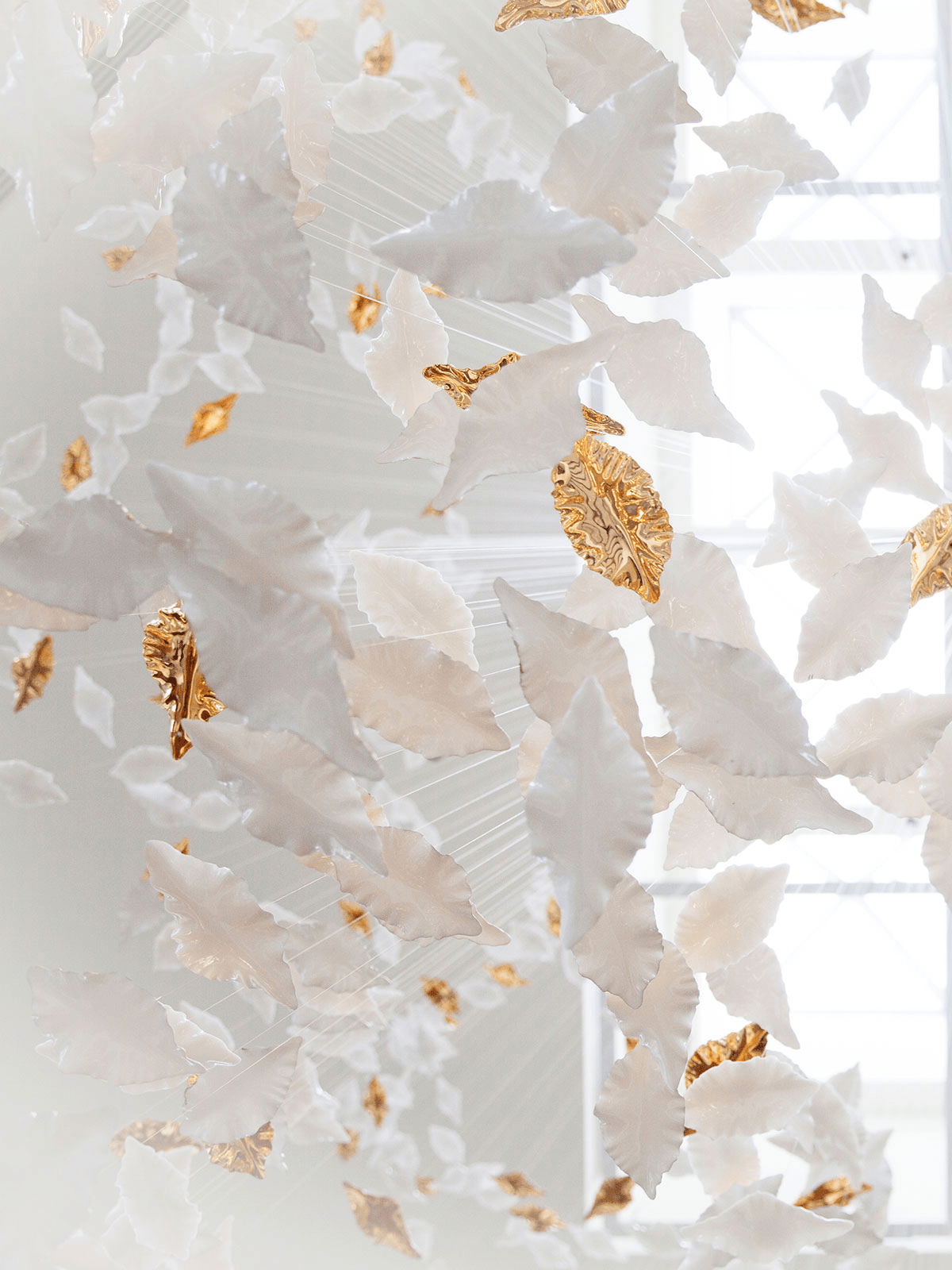 Leaf Twisted Sculptural Customizable Chandelier