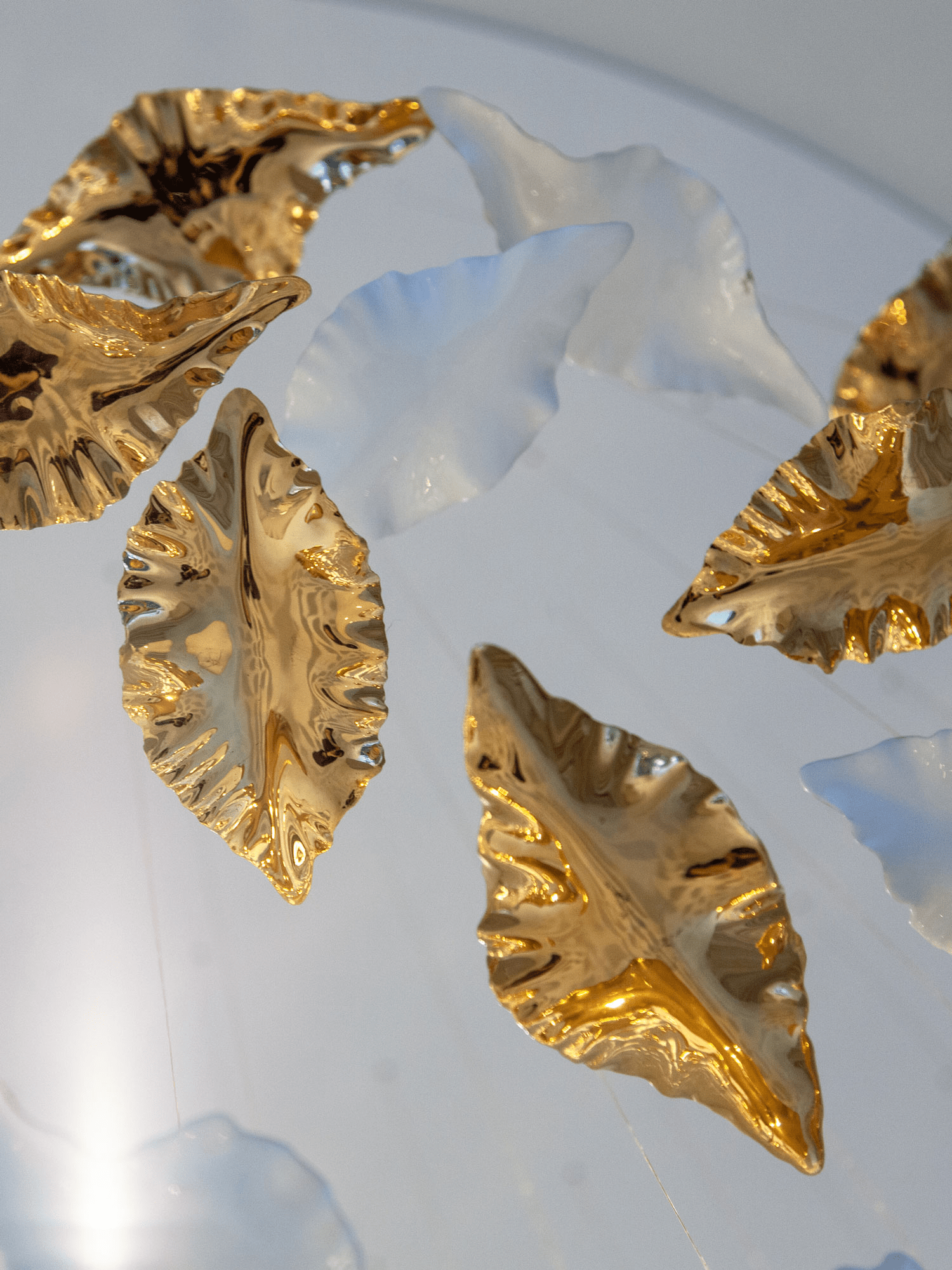 Leaf Twisted Sculptural Customizable Chandelier