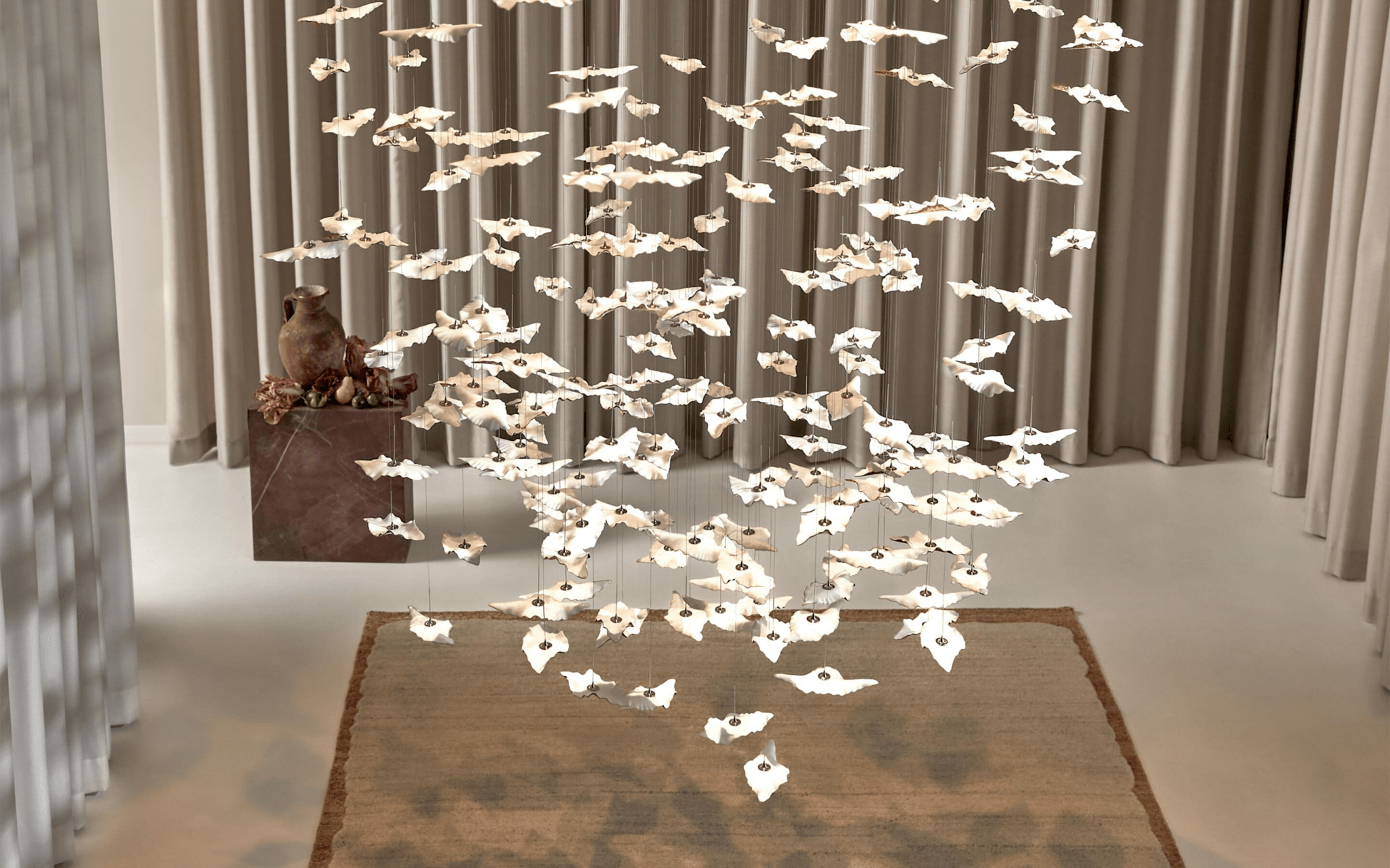 Leaf Twisted Sculptural Customizable Chandelier