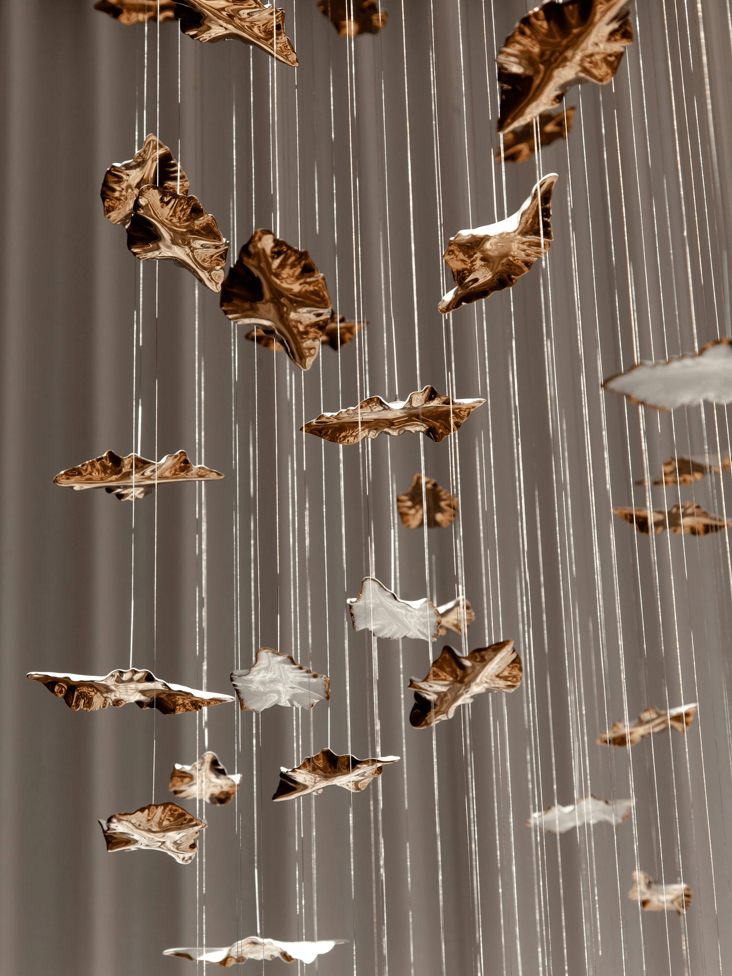 Leaf Twisted Sculptural Customizable Chandelier