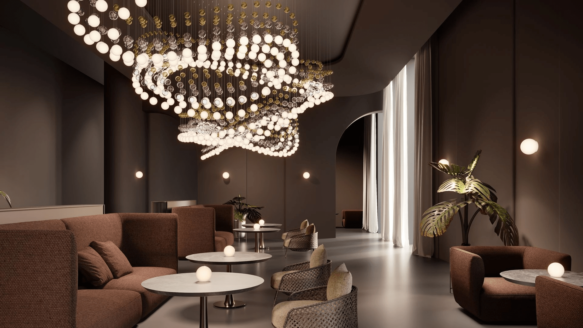 Pearl Curtain Customizable Chandelier
