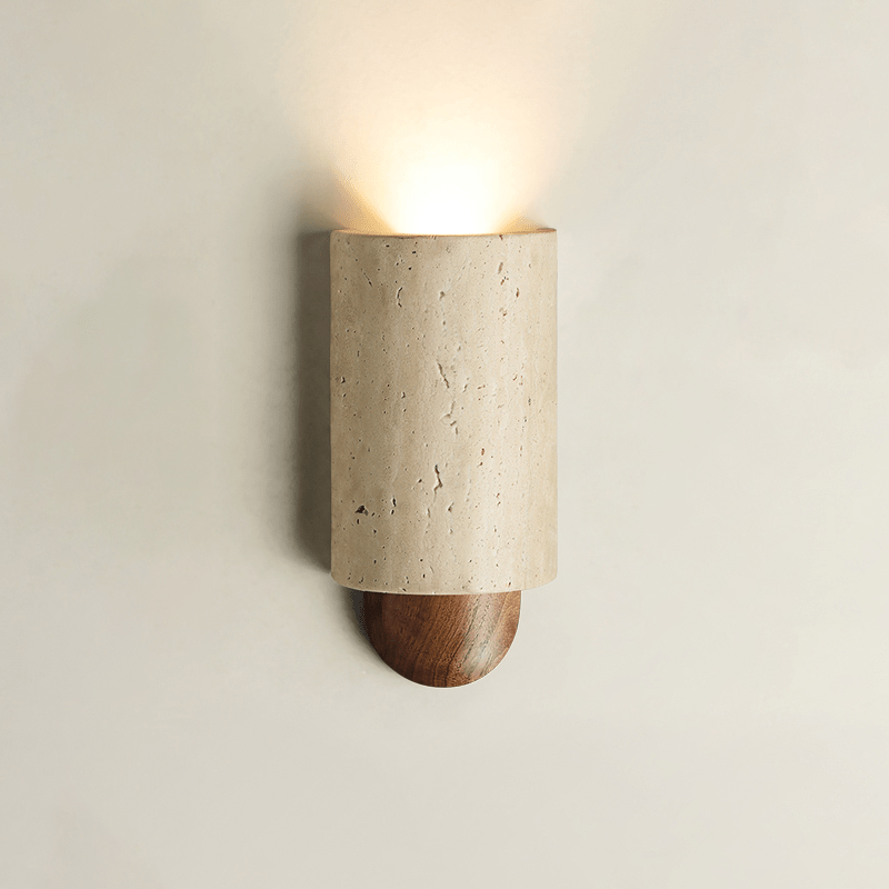 Travertine Cylinder Cap Wall Light - Wall Lamp, Hardwired Wall Sconce, detail 12