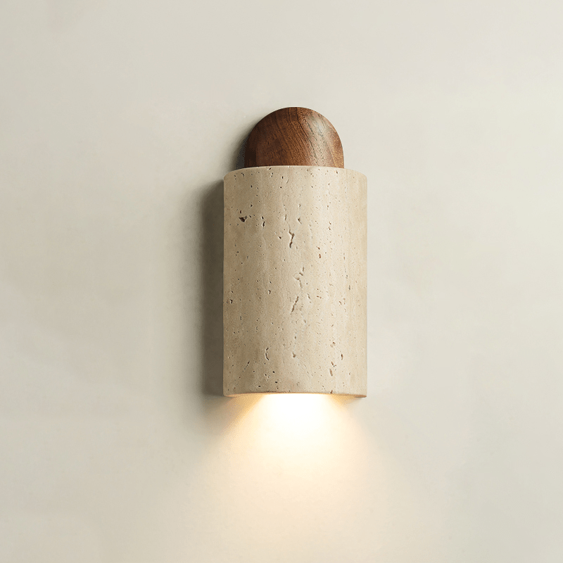 Travertine Cylinder Cap Wall Light - Wall Lamp, Hardwired Wall Sconce, detail 13