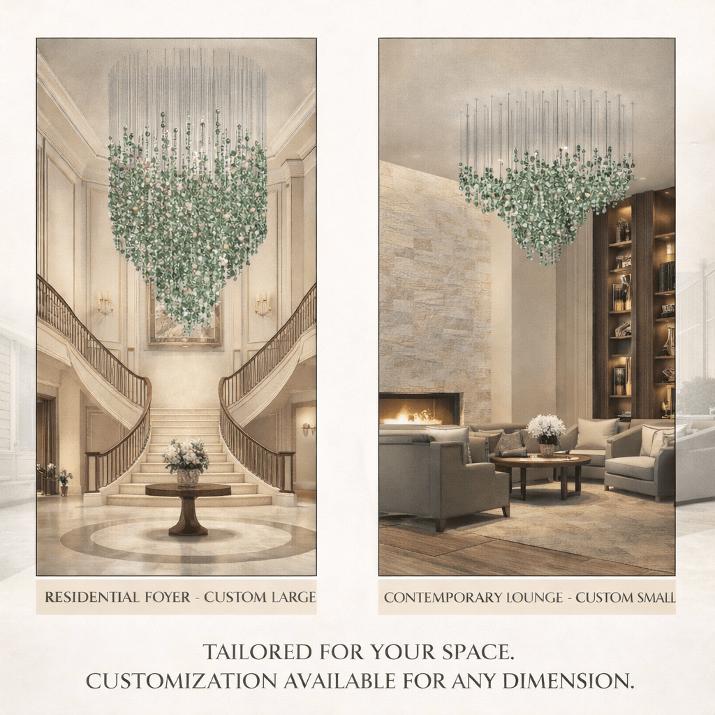 Emerald Rainfall Crystal Customizable Chandelier