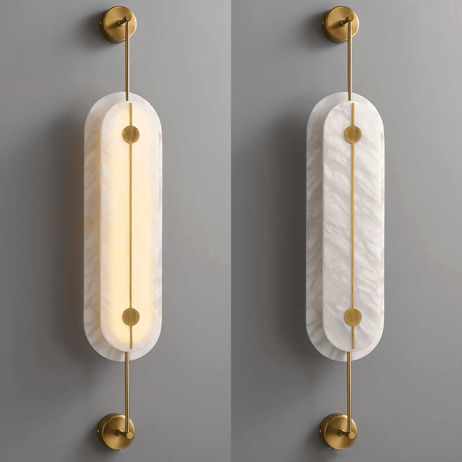 Solvane Alabaster Wall Light - Dia 18cm x H 80cm Metal, Hardwired Wall Sconce, detail 16