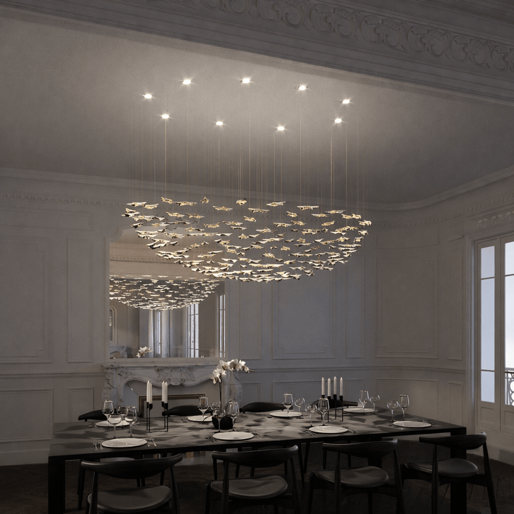 Leaf Twisted Sculptural Customizable Chandelier