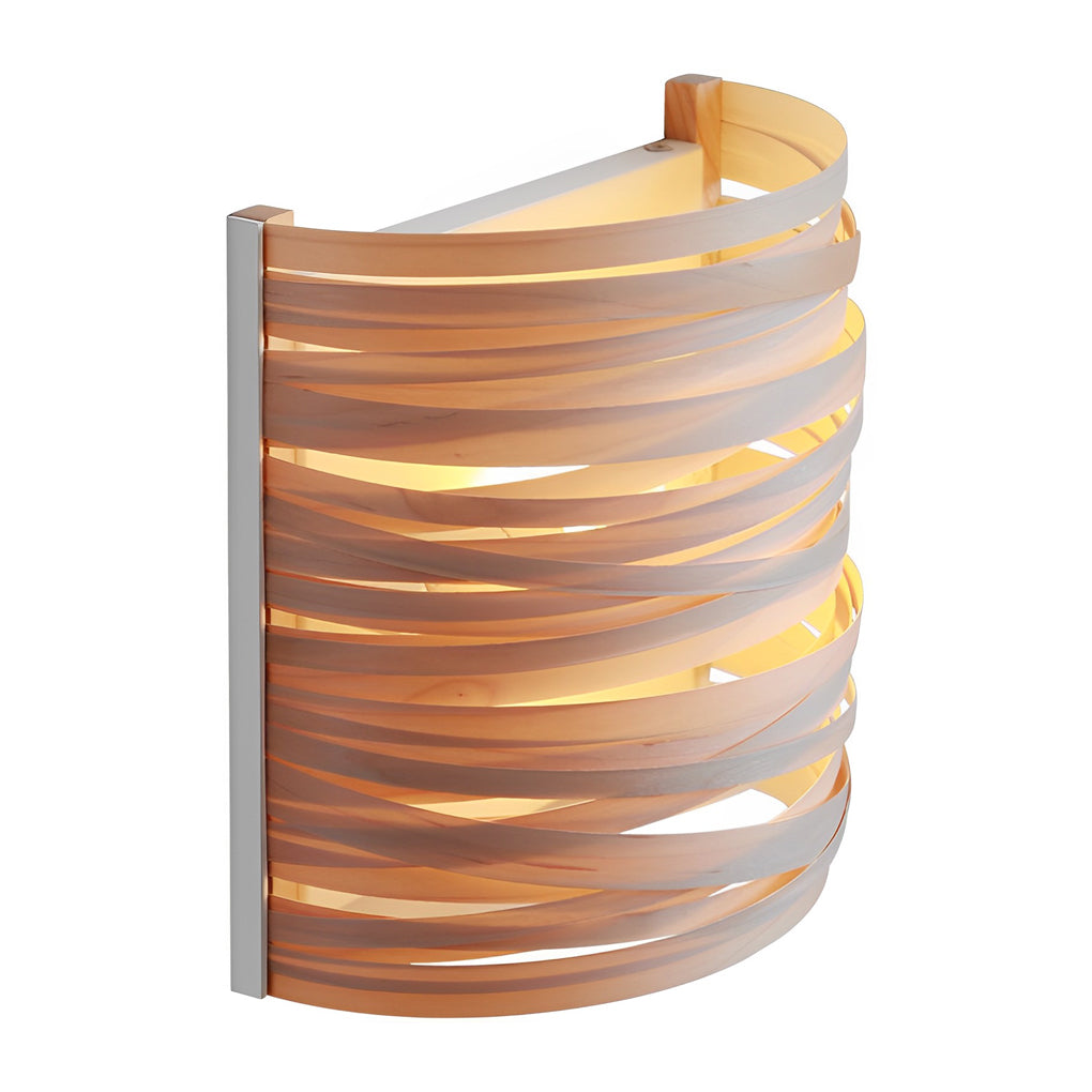 Semi-cylindrical Handmade Wood Decorative Contemporary Wall Light Atmosphere Light, Bedroom Wall Sconce, detail 7