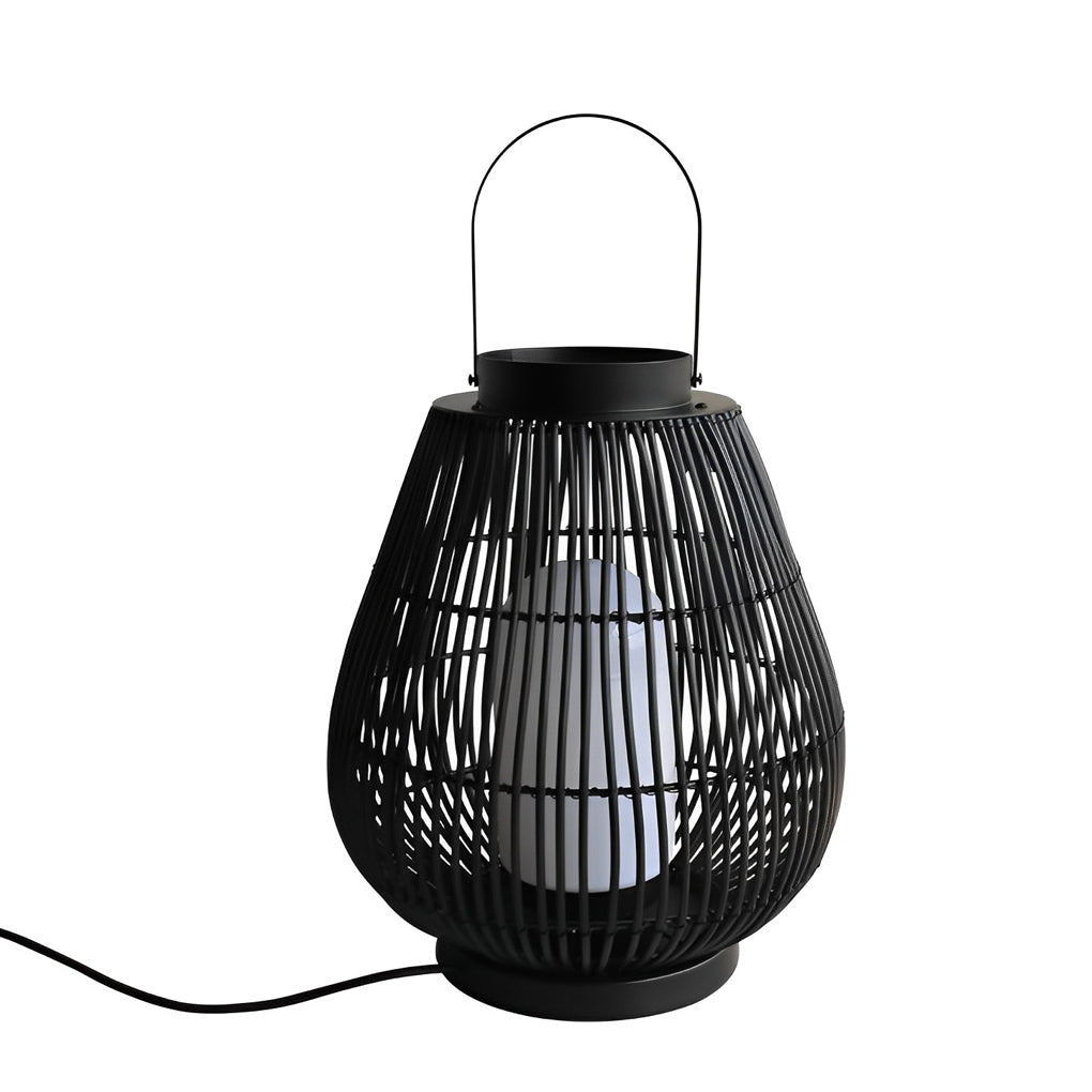 Portable Black Contemporary Iron Woven E26 Pillar Accent Exterior Lantern, Outdoor Wall Light, detail 9