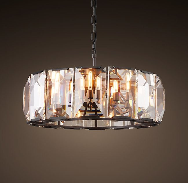 American-style 6 Lights Square Crystal Chandelier