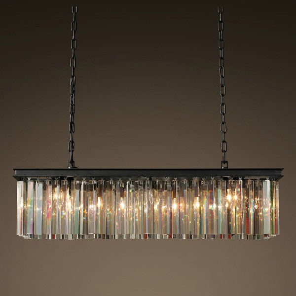 American Single Crystal Rectangular 6 Lights Chandelier