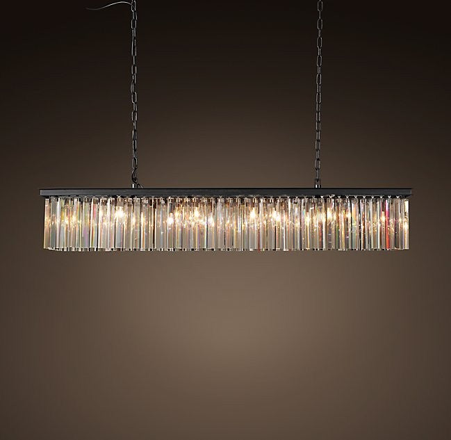 American Single Crystal Rectangular 10 Chandelier