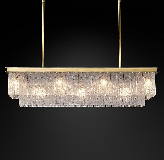 Modern 11 Lights Rectangle Glass Chandelier