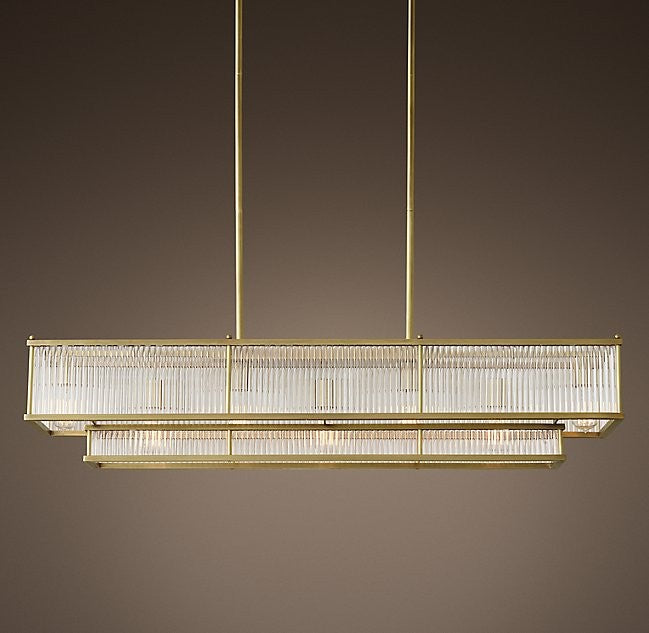 Modern 11 Lights Gold Rectangle Chandelier