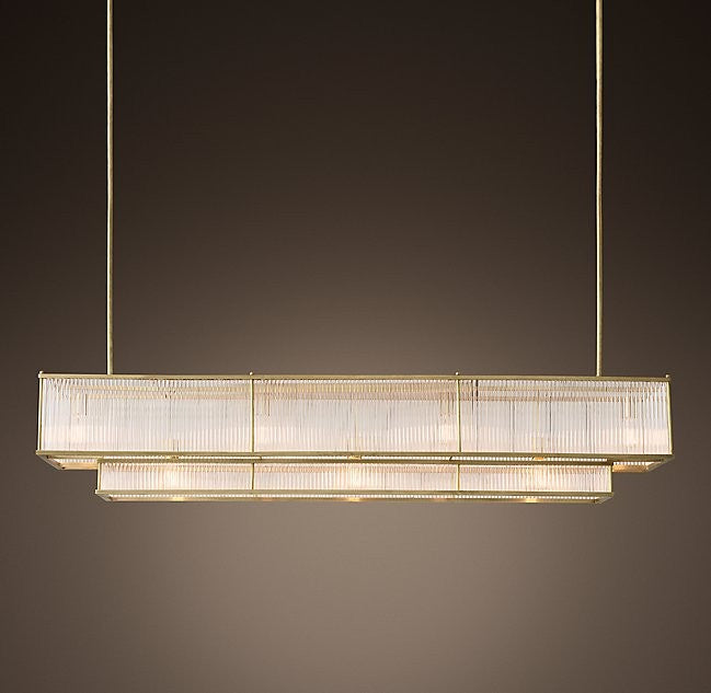 Modern 15 Lights Gold Rectangle Chandelier