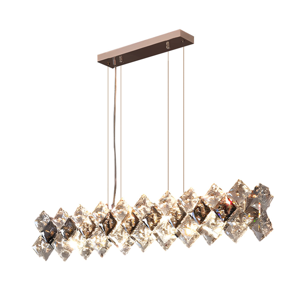 Round Long 3 Step Dimming Crystal Chandelier Dining