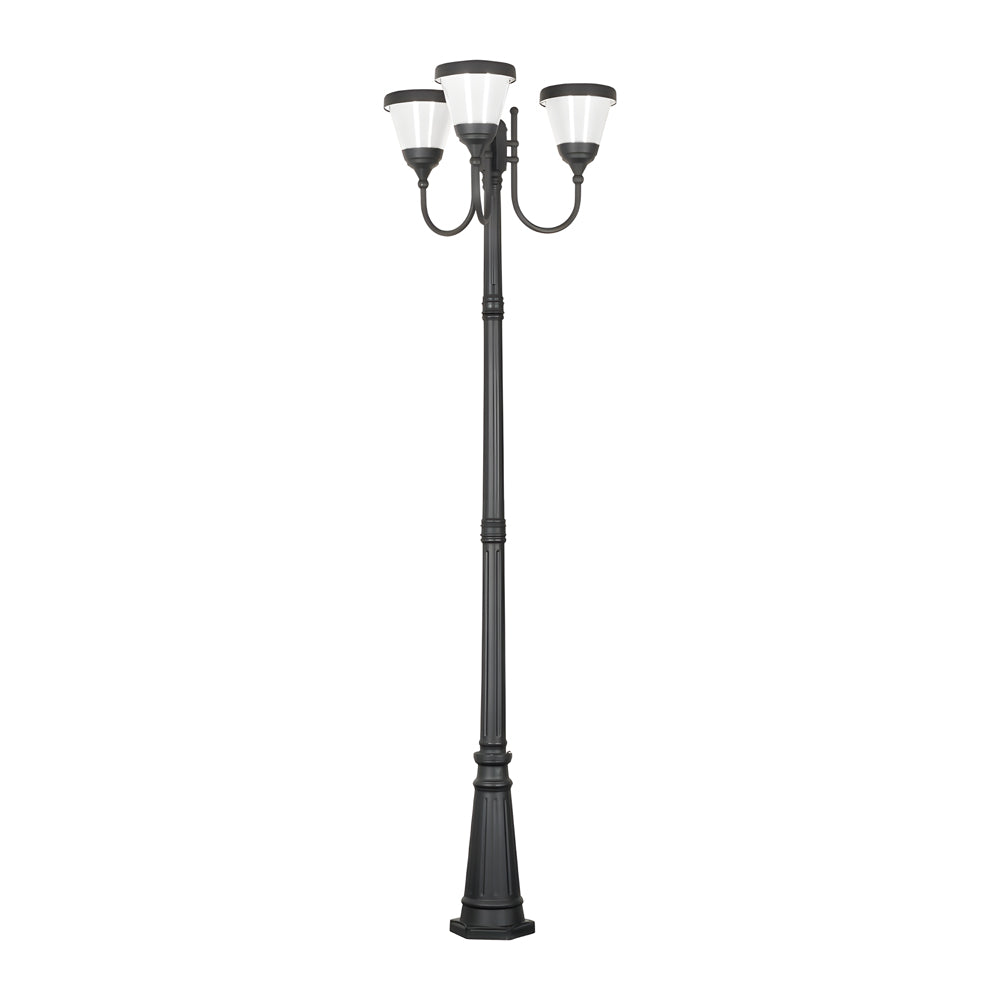 3-Light Black Traditional Outdoor Street Lights
