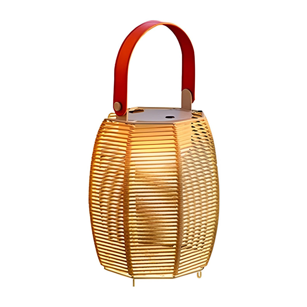 Portable Rattan Lantern Waterproof LED Solar Floor Lamp