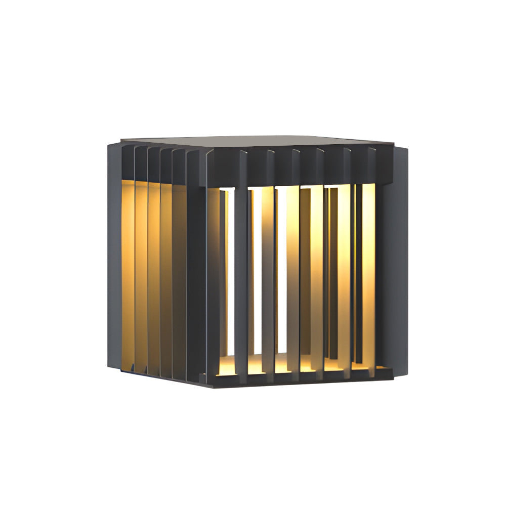 Black Square Pier-Mount Exterior Post Light Garden Wired Solar Pillar Light, Outdoor Wall Light, detail 8