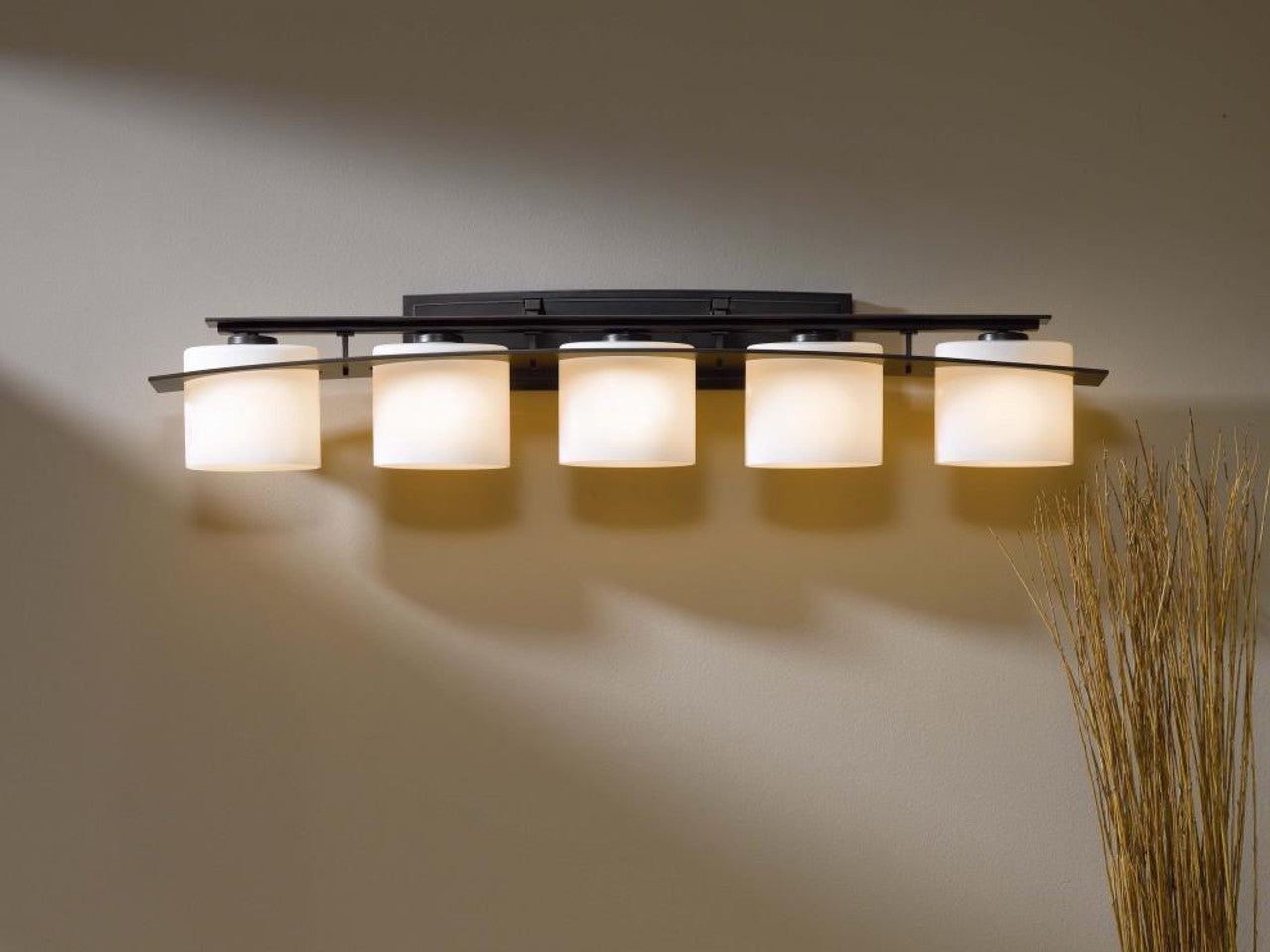 Arc Ellipse Bathroom Vanity, 5-Light, Black, Opal Glass, 42"W, Bathroom Vanity Light, 41.9"W x 8"H