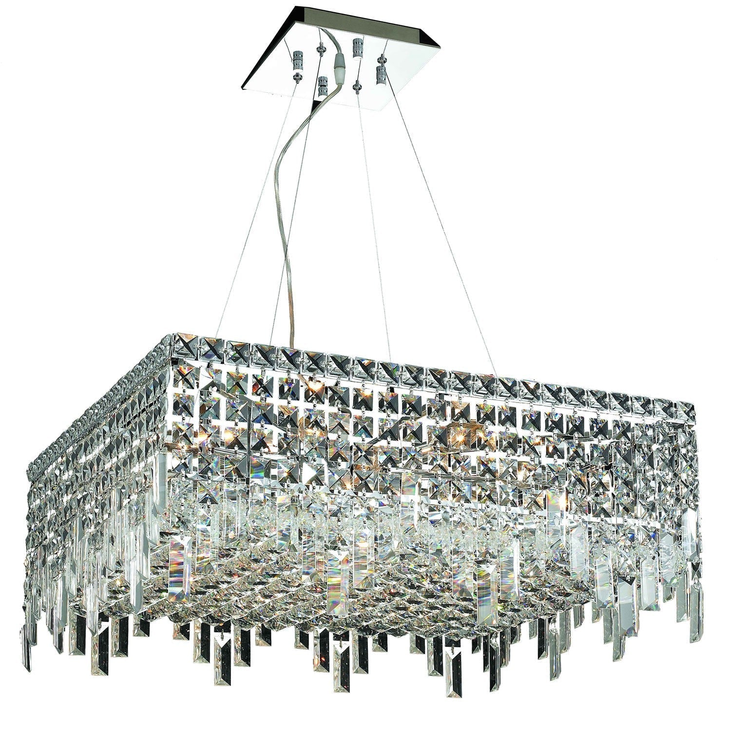 Chrome Twelve-Light 24-Inch Pendant with Royal Cut