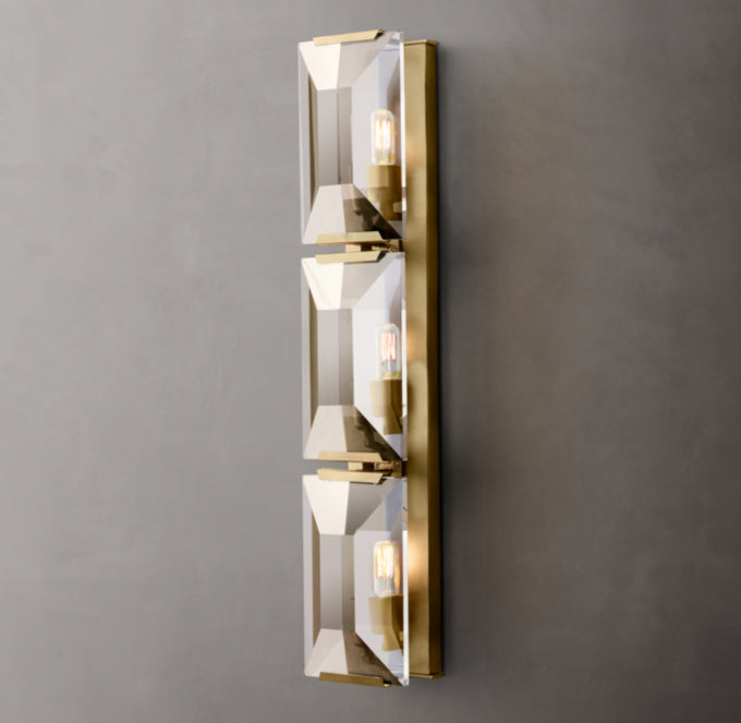Harlow Crystal Triple Wall Light, Bedroom Wall Sconce, detail 17