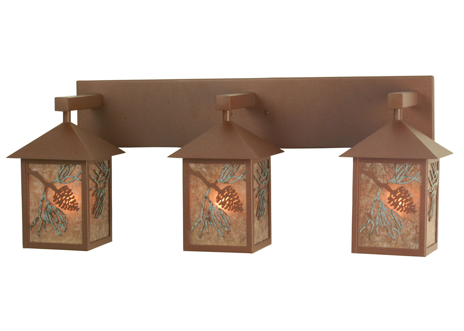 Balsam Pine 30 Inch 3-Light 12.00" Rust/Green Needles Wall Sconce front view